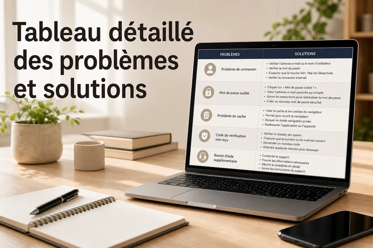 Tableau détaillé des problèmes et solutions